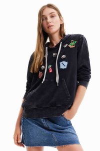 Desigual College patch hoodie Mikiny Damske | BEPC-40381