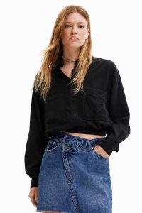 Desigual Cropped heart pocket Topy Damske | UGIY-40239