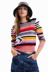 Desigual Ethnic striped jumper Svetre Damske | EGBP-90456