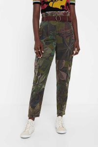 Desigual Floral Tencel cargo trousers Leginy Damske | DTLO-12543