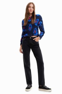 Desigual Floral ruched blouse Topy Damske | JALK-23179