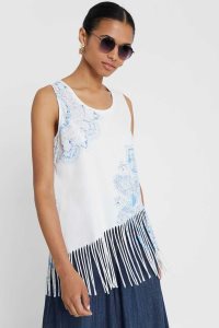 Desigual Floral with fringe Tricko Damske | VCDS-74312