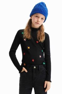 Desigual Flower embroidery Tricko Dievcenske | UALI-30426