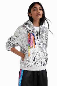 Desigual Johnson Hartig sequined hoodie Svetre Damske | CTHV-97486