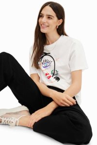Desigual Kratke-sleeve face Tricko Damske | LEFM-31075