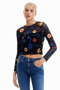 Desigual Kratke slim floral Tricko Damske | TUQF-83920