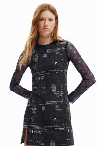 Desigual Kratke slim newspaper Saty Damske | NCRS-10934