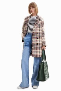 Desigual Long tartan double-breasted Bundy Damske | YGMB-97815