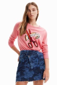 Desigual Loose-fit scissors embroidery pullover Svetre Damske | RYPQ-42319