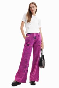 Desigual Maitrepierre wide-leg acid wash Džínsy Damske | VTUI-10587