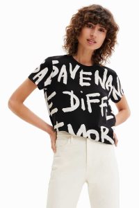 Desigual Manifesto text Tricko Damske | TRGV-56431