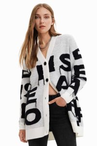Desigual Oversize message cardigan Svetre Damske | QBOJ-95801