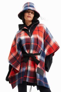 Desigual Patchwork plaid poncho Bundy Damske | JRQL-01458