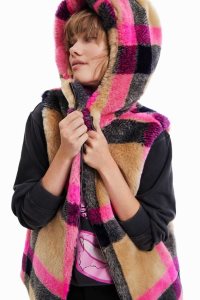 Desigual Plaid fur-effect gilet Bundy Damske | BKZI-21084