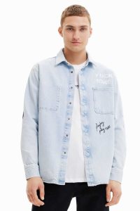 Desigual Printed denim overshirt Kosele Panske | YNGI-94870