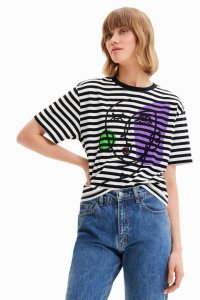 Desigual Pruhované arty face Tricko Damske | KHUB-73041