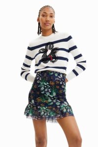 Desigual Pruhované flower pullover Svetre Damske | RKUX-60872