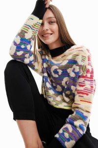 Desigual Pruhované leopard-effect jumper Svetre Damske | IDTM-74126