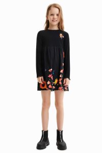 Desigual Rebrovaný floral Saty Dievcenske | XRWE-09421