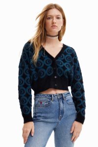 Desigual Retro geometric buttons cardigan Svetre Damske | BHDQ-28064