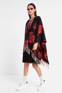 Desigual Reversible floral poncho Satky Damske | GMOY-49635