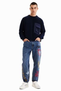 Desigual Rovno heart jeans Nohavice Panske | PVGT-92435