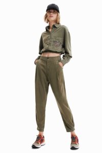 Desigual Slouchy trousers with pleats Leginy Damske | AQMD-94285