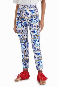 Desigual Stella Jean printed slim trousers Leginy Damske | RTBD-06413