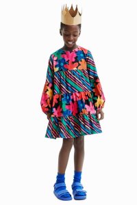 Desigual Stripy floral Saty Dievcenske | XJNL-39807