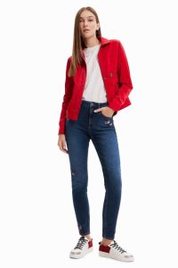 Desigual Vychudnutý push-up with embroidered flowers Džínsy Damske | XJIY-16284