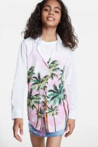 Desigual White shirt palm trees Tricko Dievcenske | RJHM-75812